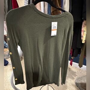 NWT Micheal Kors navy green sweater with gold buttons on side